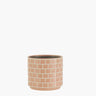 Pink flowerpot with wall effect design. on white background