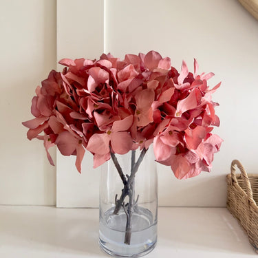 PINK HYDRANGEA ARRANGEMENT IN CYCLINDER VASE