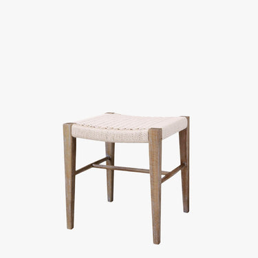 STOOL IN RUBBERWOOD WITH WICKER SEAT