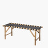 Bamboo wooden bench with black top on white background