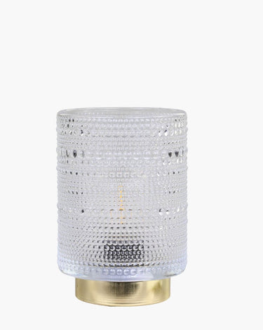 Battery operated Lamp with etched design on white background