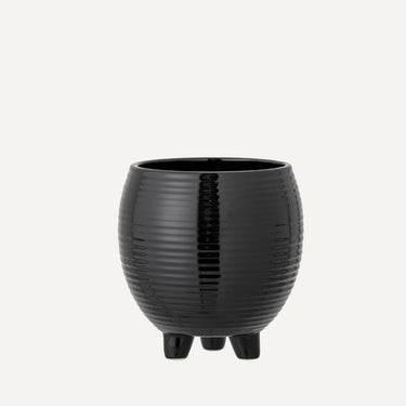 FLOWERPOT IN BLACK GLAZED CERAMIC